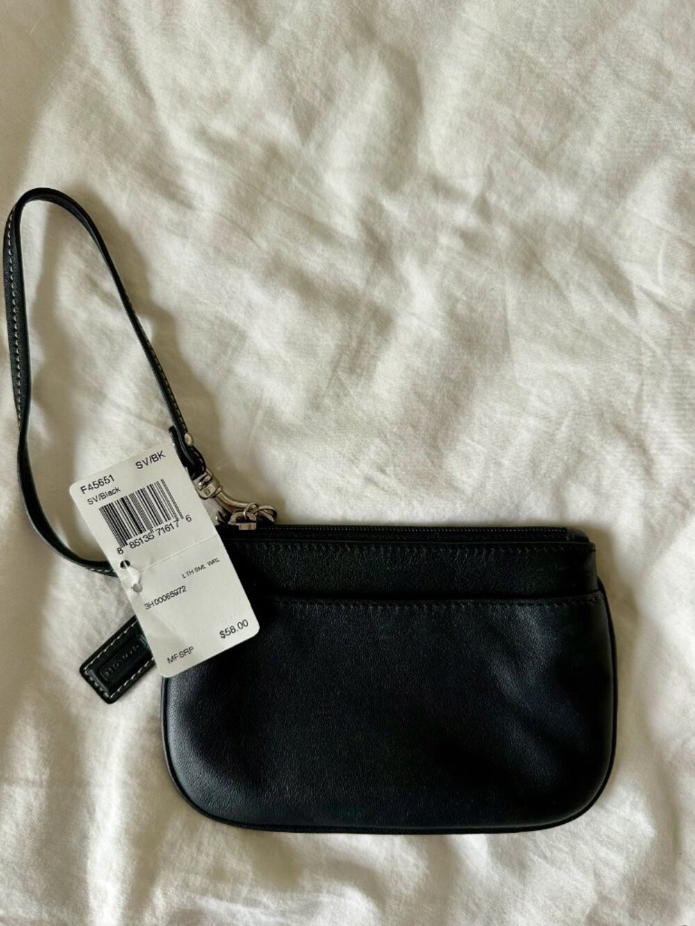 Coach F45651 Black Smooth Leather Wristlet/ Wallet NWT